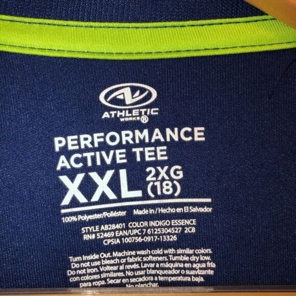 Athletic Works Performance Active Tee XXL Blue Polyester - Picture 3 of 3